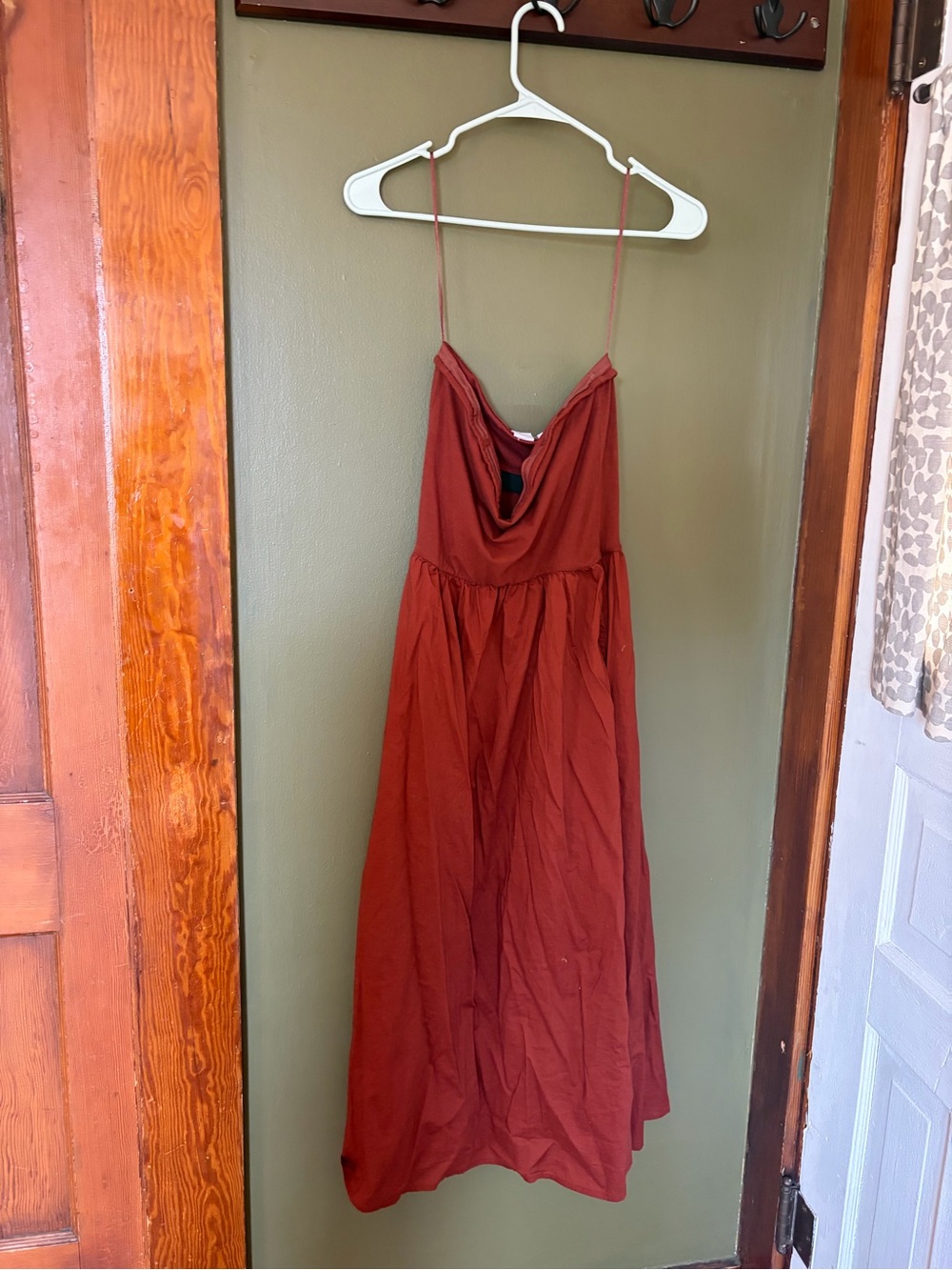 GAP Rust-Red Spaghetti Strap Midi Dress